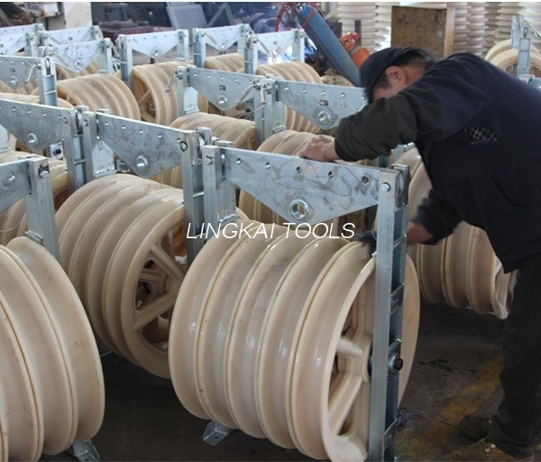 Ruote in nylon MC OPGW Paranco per tesatura cavi con telaio in acciaio zincato