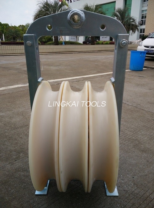 Blocco elettrico della puleggia del cavo di sollevamento della puleggia in nylon del blocco di tesatura di grande diametro da 508 mm per conduttori